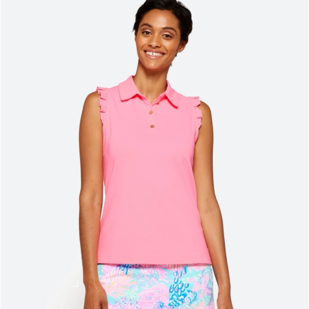 Lily Pulitzer Ruffle Hot Pink Luxletic top